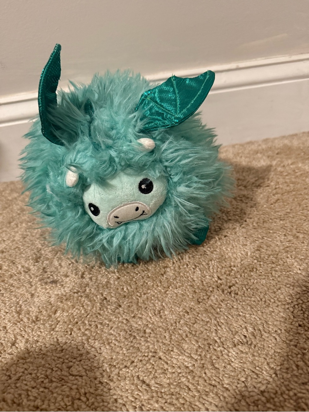 Plush Teal Fantasy Creature Soft Toy - Fluffy Cuddle Buddy